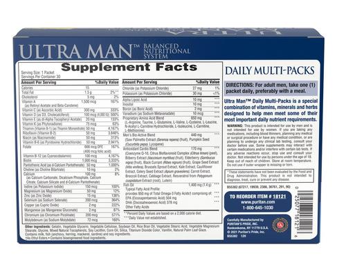 Ежедневні полівітаміни Ultra Man™, Ultra Man™ Daily Multivitamins Packs, Puritan's Pride, 30 пакетів - фото