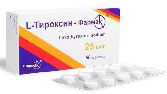 L-Тироксин, 25 мкг, Фармак, 50 таблеток - фото