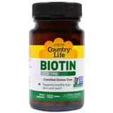Биотин, Biotin, Country Life, 1000 мкг, 100 таблеток, фото