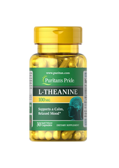Л-теанин, L-Theanine, Puritans Pride, 100 мг, 30 капсул - фото
