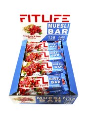 Упаковка батончиків, Muesli Bar, FitLife, смак журавлина і вівсяні пластівці, 12 шт х 60 г - фото