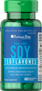 Изофлавоны сои, Soy Isoflavones, Puritan's Pride, без ГМО, 750 мг, 60 капсул быстрого высвобождения - фото
