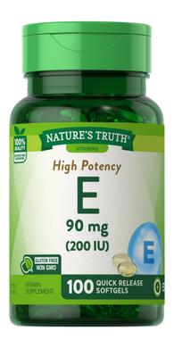 Витамин Е, Vitamin E, 90 мг, Nature's Truth, 100 капсул - фото