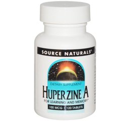 Витамины для мозга, Huperzine A, Source Naturals, 100 мкг, 120 таблеток - фото