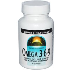 Омега 3 6 9, Omega 3 6 9, Source Naturals, 30 капсул - фото