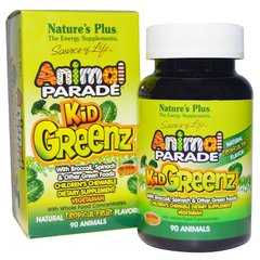 Суперфуд для детей, Kid Greenz, Nature's Plus, Animal Parade, вкус тропических фруктов, 90 животных - фото