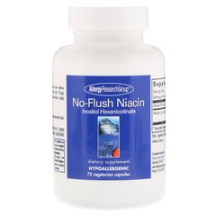 Ніацин (інозитол гексанікотинат), No-Flush Niacin, Allergy Research Group, 75 вегетаріанських капсул - фото