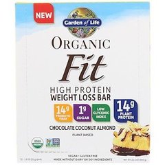 Батончики з рослинним білком для схуднення, Protein Bar, Garden of Life, шоколад-кокос, органік, 12 шт. по 55 г - фото