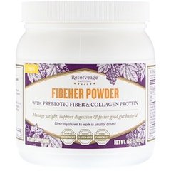 Порошок Fibeher з пребіотіческім волокном і колагенових білком, лимон, ReserveAge Nutrition, 439 г - фото
