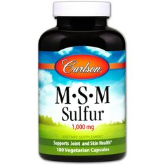 Метилсульфонилметан МСМ, MSM Sulfur, Carlson Labs, 1000 мг, 180 капсул - фото