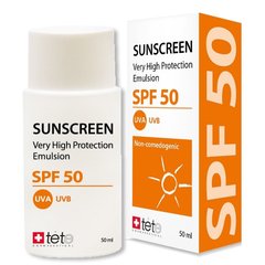 Сонцезахисний флюїд, Sunscreen High Protection Emulsion SPF 50, Tete, 50 мл - фото