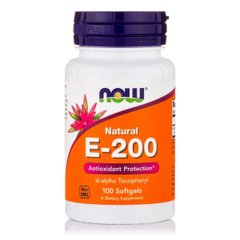 Витамин Е, Е-200, Now Foods, 100 желатиновых капсул - фото