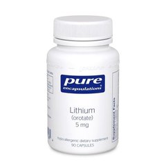 Литий (оротат), Lithium (Orotate), Pure Encapsulations, 5 мг, 90 капсул - фото
