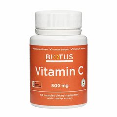 Витамин С, Vitamin C, Biotus, 500 мг, 60 капсул - фото