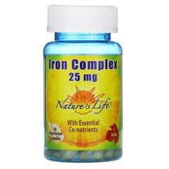 Витаминно-минеральный комплекс с железом, Iron Complex, Nature's Life, 25 мг, 50 капсул - фото