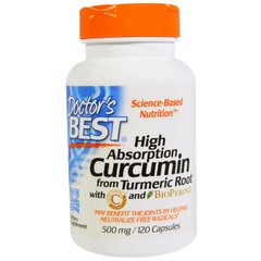 Куркумін, Curcumin, Doctor's Best, комплекс, 500 мг, 120 капсул - фото