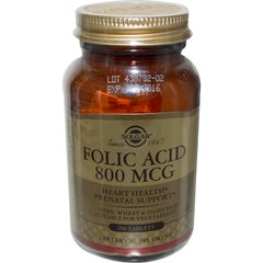 Фолієва кислота, Folic Acid, Solgar, 800 мкг, 250 таблеток - фото