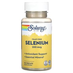 Селен, Selenium, Solaray, 200 мкг, 90 капсул - фото