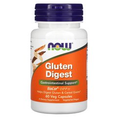 Now Foods, Gluten Digest, ферменты для переваривания глютена, 60 растительных капсул (NOW-02959) - фото