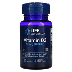 Вітамін Д-3, Vitamin D3, Life Extension, 1000 МО, 90 гелевих капсул - фото