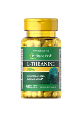 Л-теанін, L-Theanine, Puritans Pride, 100 мг, 30 капсул - фото