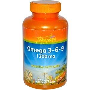 Омега 3 6 9, Omega 3-6-9, Thompson, 1200 мг, 120 капсул - фото