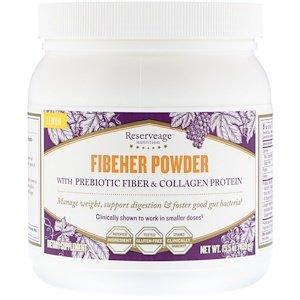 Порошок Fibeher с пребиотическим волокном и коллагеновым белком, лимон, ReserveAge Nutrition, 439 г - фото
