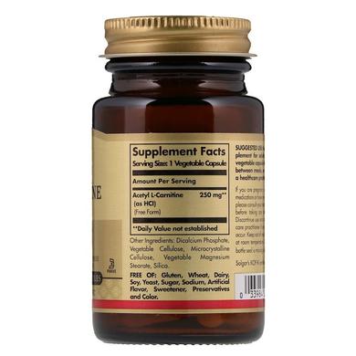 Ацетил карнітин, Acetyl-L-Carnitine, Solgar, 250 мг, 30 капсул - фото