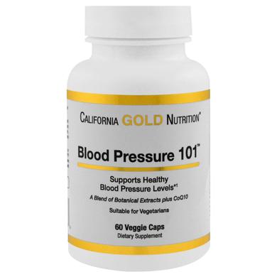 Регуляция кровяного давления, Blood Pressure 101, California Gold Nutrition, 60 растительных капсул - фото