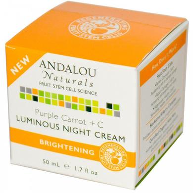 Нічний крем, Night Cream, Andalou Naturals, фіолетова морква + З, освітлюючий, (50 мл) - фото