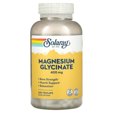 Гліцинат магнію, Magnesium Glycinate, Solaray, 400 мг, 240 вегетаріанських капсул - фото