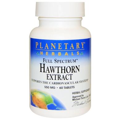 Экстракт боярышника, Hawthorn Extract, Planetary Herbals, 550 мг, 60 таблеток - фото