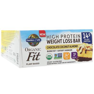 Батончики с растительным белком для похудения, Protein Bar, Garden of Life, шоколад-кокос, органик, 12 шт. по 55 г - фото