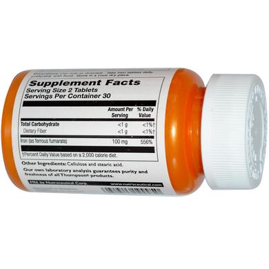 Залізо, Ideal Iron, Thompson, 50 мг, 60 таблеток - фото