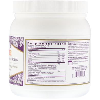 Порошок Fibeher с пребиотическим волокном и коллагеновым белком, лимон, ReserveAge Nutrition, 439 г - фото