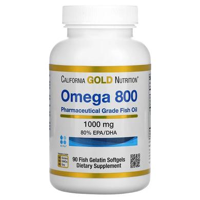 Омега 800, Риб'ячий жир фармацевтичної якості, 1000 мг, California Gold Nutrition, 90 желатинових капсул - фото