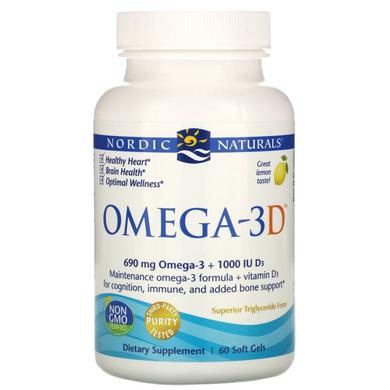 Рыбий жир омега-3Д (лимон), Omega-3D, Nordic Naturals, 1000 мг, 60 капсул - фото