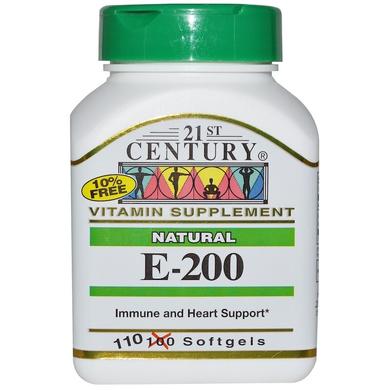 Природный витамин Е, Vitamin E, 21st Century, 110 капсул - фото