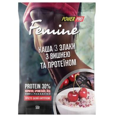 Каша Femine 3 злаку+протеїн 30 %, вишня, PowerPro, 50 г - фото