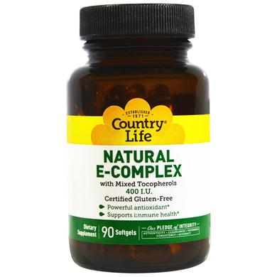 Вітамін Е, Natural E-Complex, Country Life, 400 МО, 90 капсул - фото