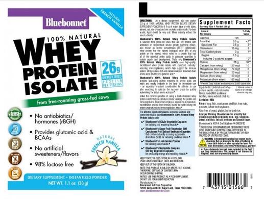 Ізолят сироваткового білка, Whey Protein Isolate, Bluebonnet Nutrition, смак ванілі, 8 пакетиків - фото