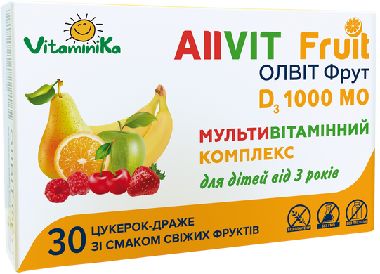 AllVit Fruit, ОЛВИТ Фрут, №30, VitaminiKa, 30 конфет - фото