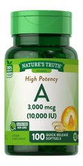 Витамин А, Vitamin A, Nature's Truth, 3000 мкг, 100 капсул - фото
