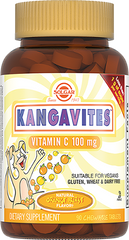 Витамин C, для детей Kangavites, с апельсиновым вкусом, 100 мг, Solgar, 90 жевательных таблеток - фото