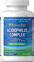 Пробіотичний ацедофильный комплекс, Probiotic Acidophilus Complex, Puritan's Pride, 100 капсул - фото