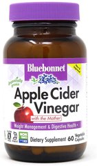 Яблочный уксус, Apple cider vinegar, Bluebonnet Nutrition, 60 вегетарианских капсул - фото