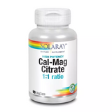 Кальций и Магний, Cal-Mag Citrate, High Potency, Solaray, 90 капсул, фото