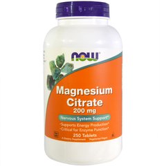 Цитрат магния, Magnesium Citrate, Now Foods, 200 мг, 250 таблеток - фото