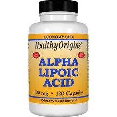 Альфа-липоевая кислота, Alpha Lipoic Acid, Healthy Origins, 100 мг, 120 капсул - фото