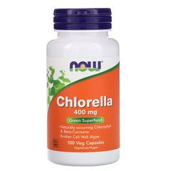 Хлорелла, Chlorella, 400 мг, Now Foods, 100 вегетарианских капсул - фото